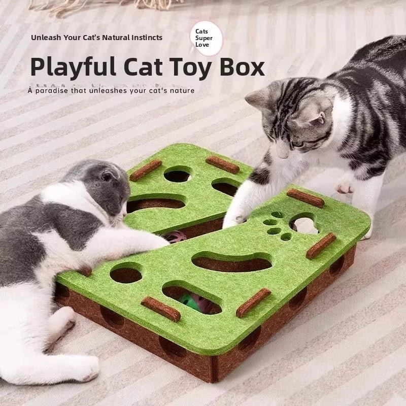 Jouet Puzzle pour Chats 3-en-1 | Griffoir Maisonnette - Mimidol